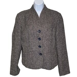Coldwater Creek Womens Tweed Blazer Sz 12‎ Button Front Old Money Academia Carer